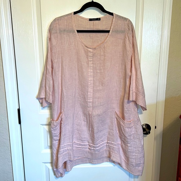 Italian Linen Tunic 100% Sz 1X - Picture 2 of 11